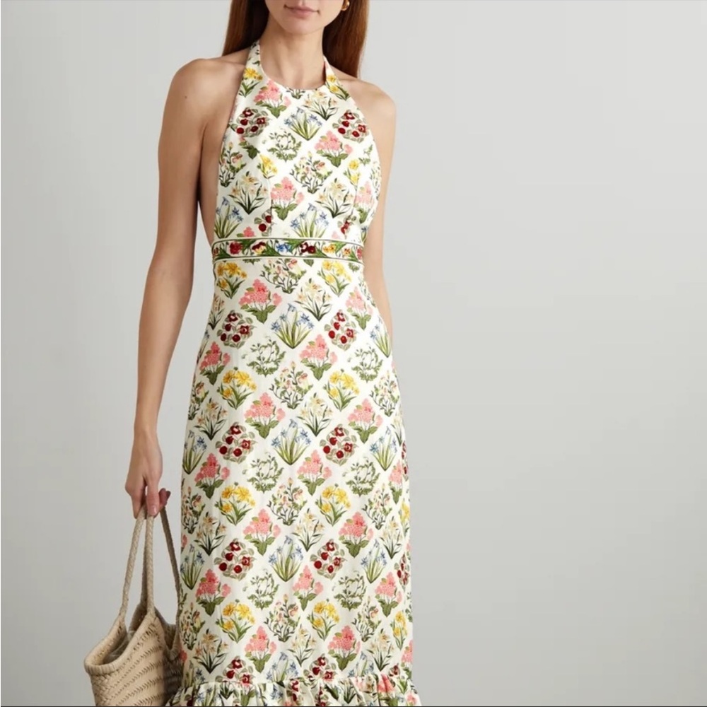Agua by Agua Bendita Magnolia Printed Linen Maxi Dress -  Size Small